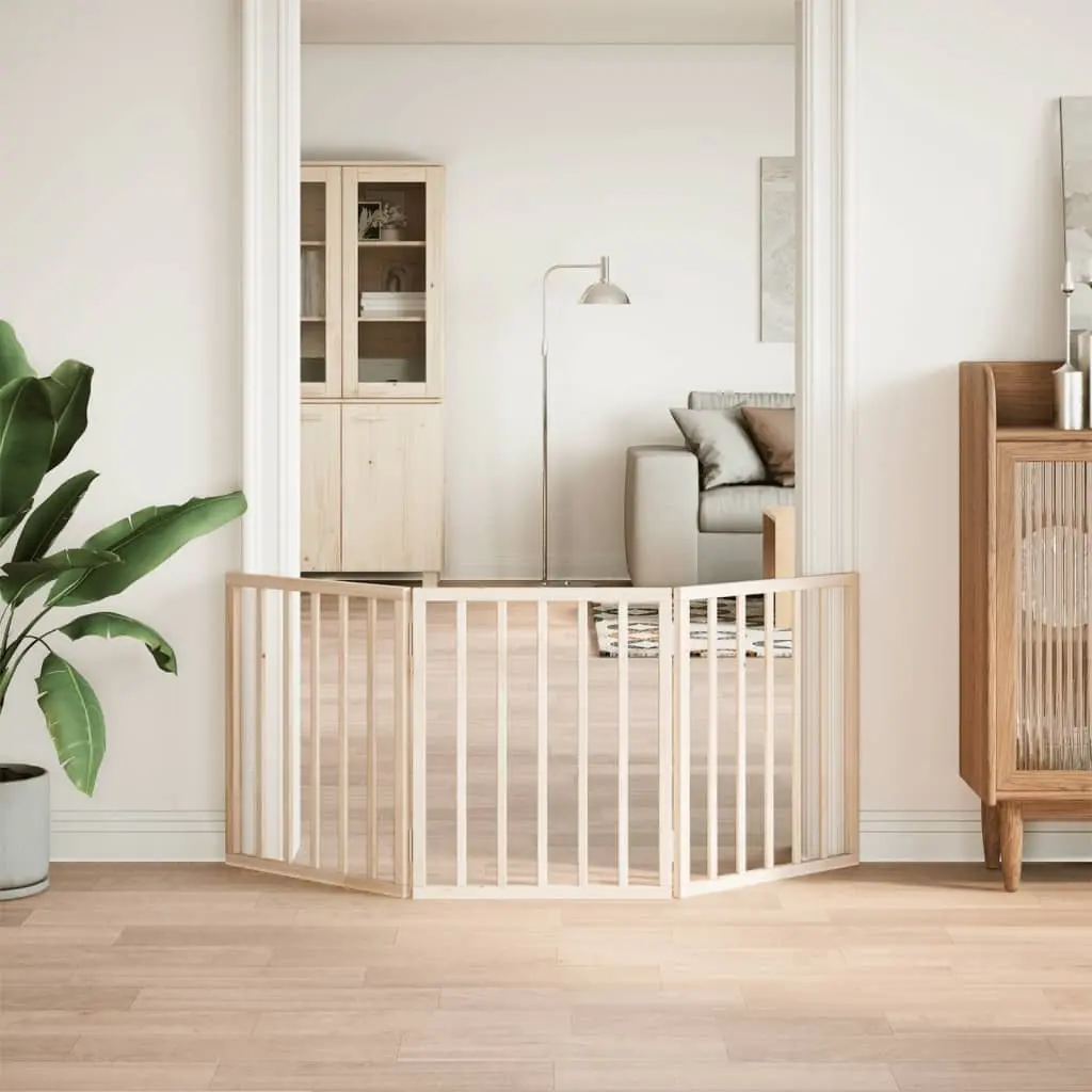 Foldable Dog Gate with 3 Panels in Brown
