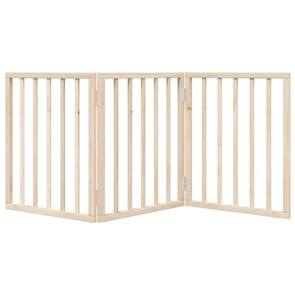 Foldable Dog Gate with 3 Panels in Brown