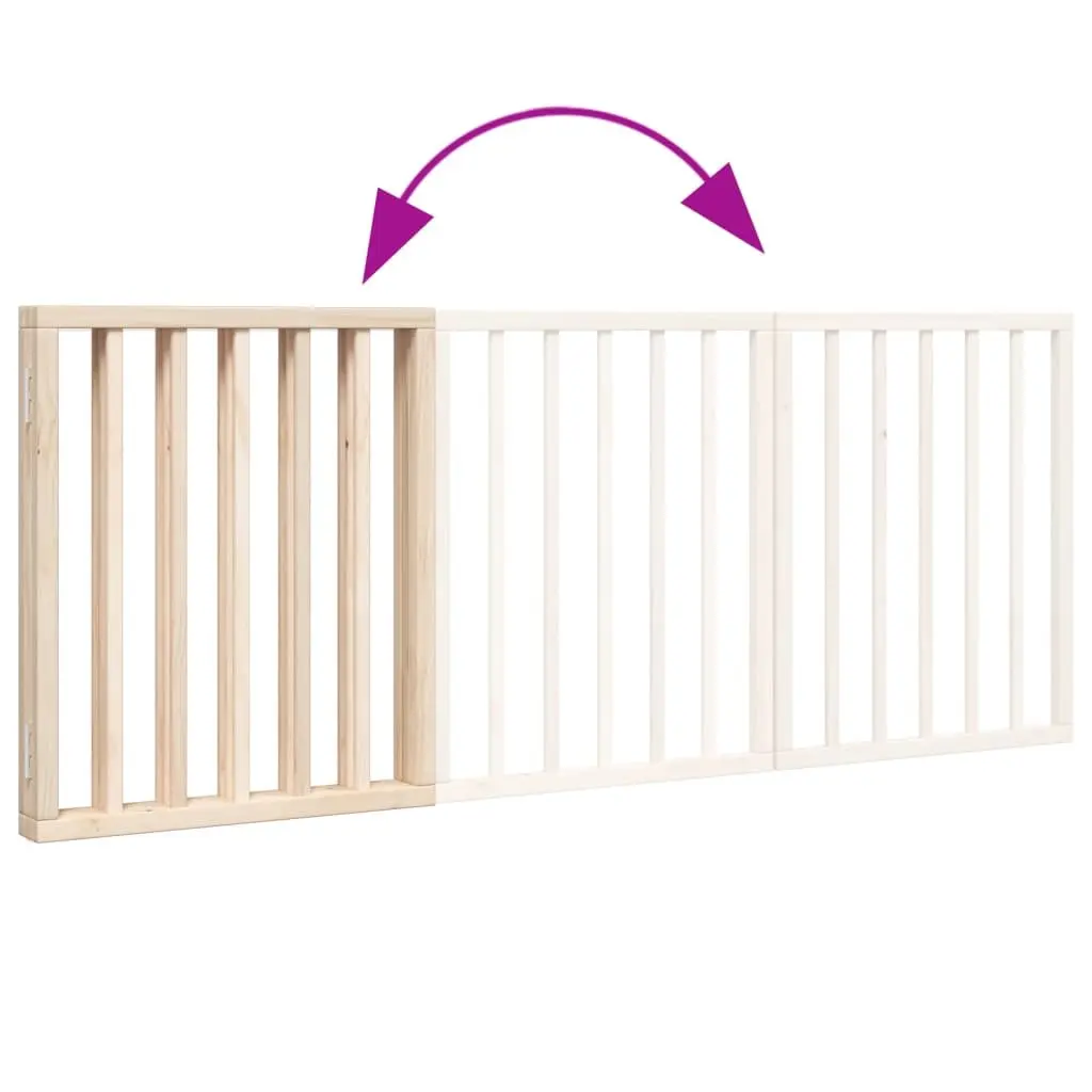 Foldable Dog Gate with 3 Panels in Brown