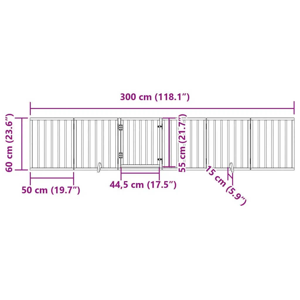 Dog Gate Poplar Wood 6 Panel Foldable Brown Pet Barrier with Door Lock