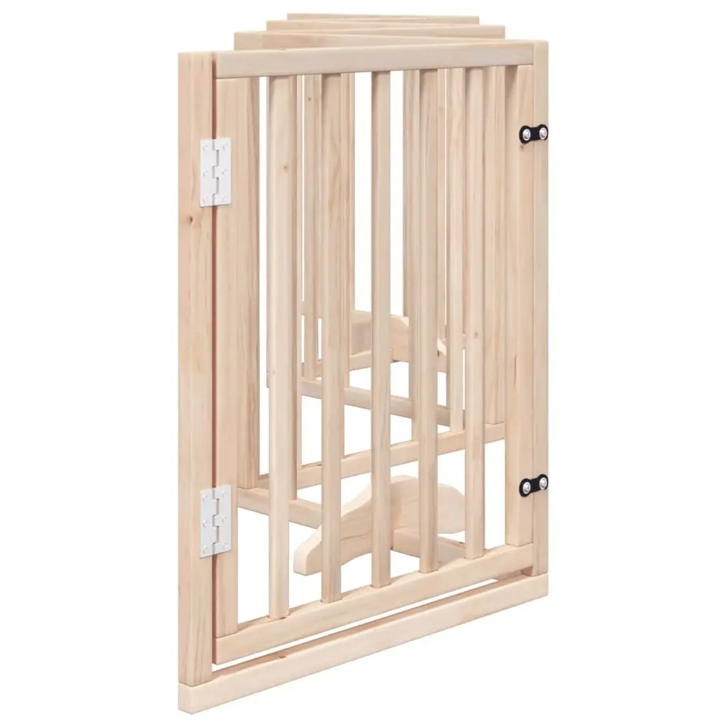 Dog Gate Poplar Wood 6 Panel Foldable Brown Pet Barrier with Door Lock