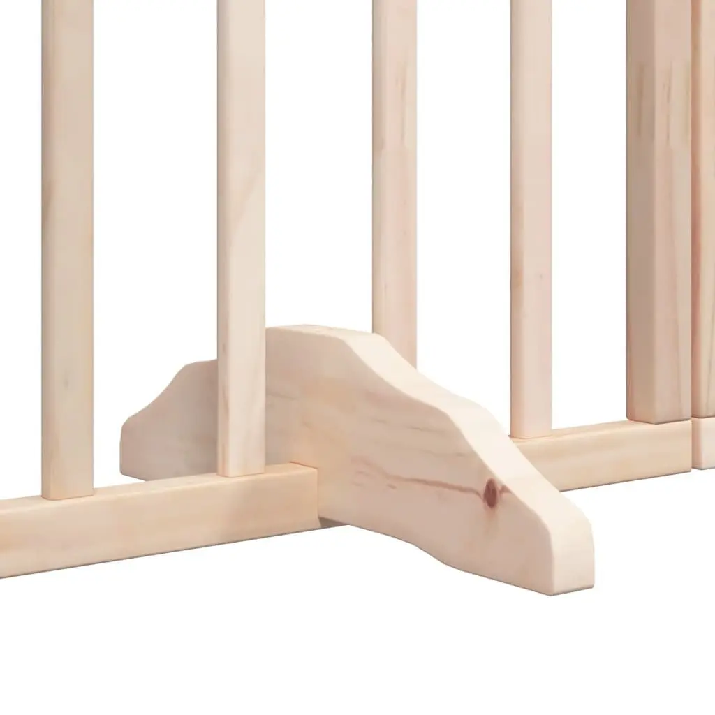 Dog Gate Poplar Wood 6 Panel Foldable Brown Pet Barrier with Door Lock