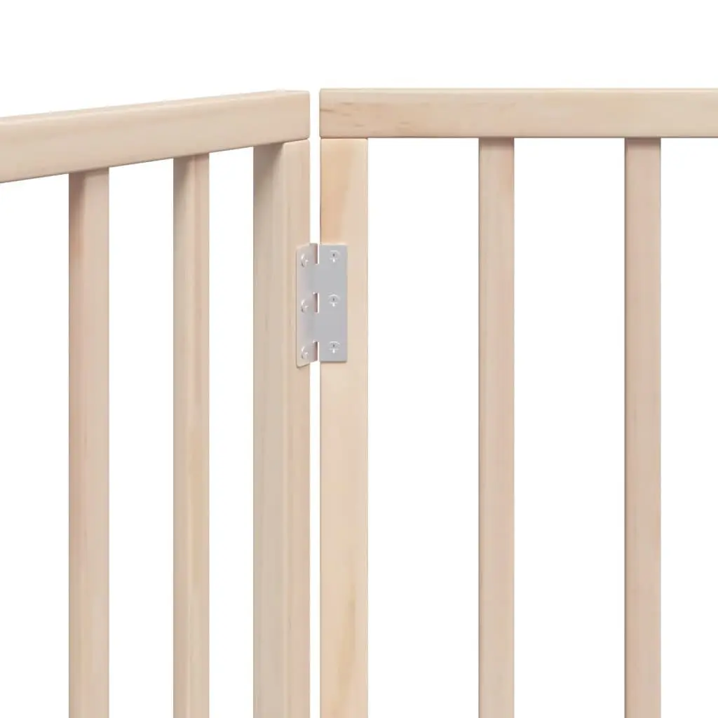 Dog Gate Foldable 3 Panels 150cm Brown Poplar Wood Pet Safety Barrier