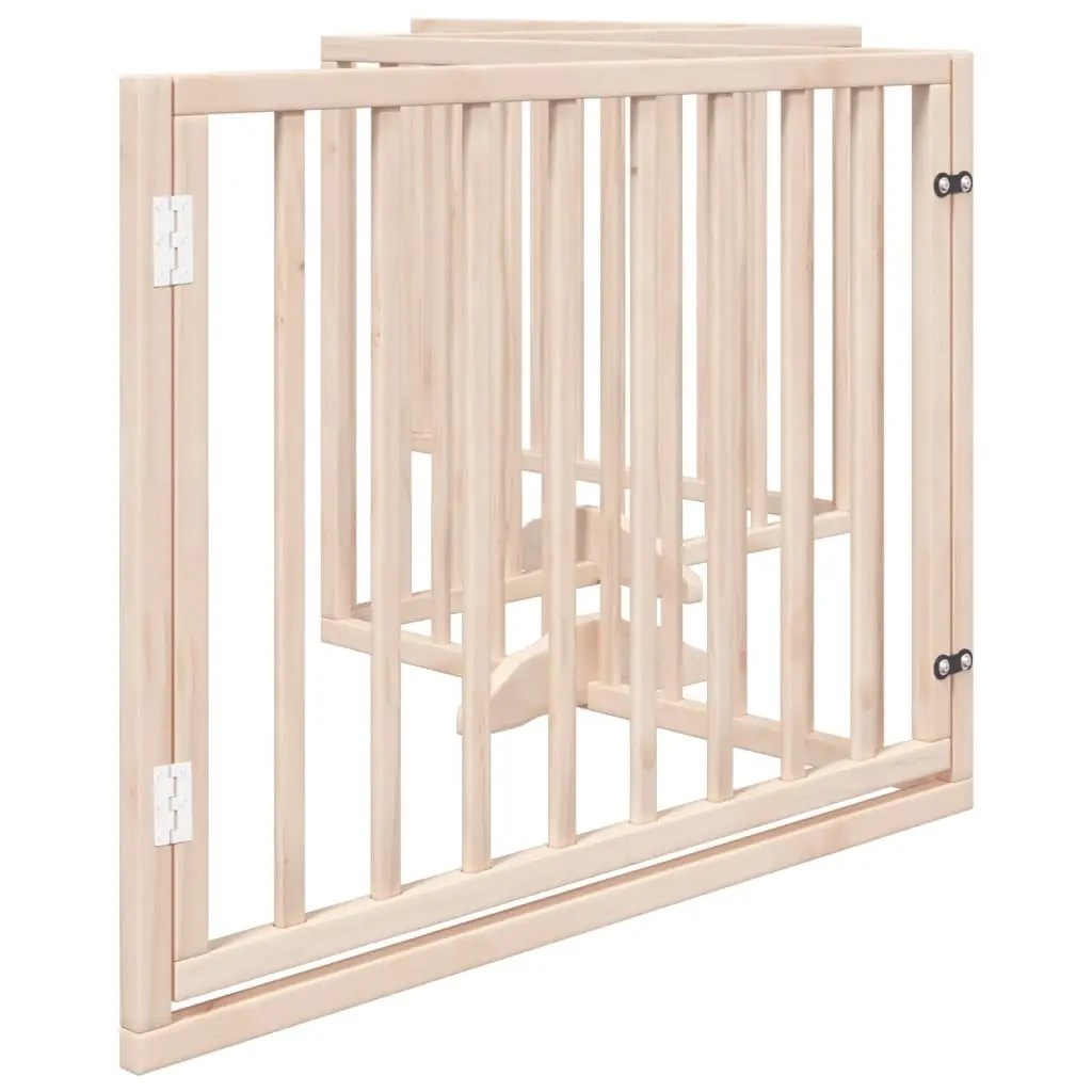 Dog Gate Poplar Wood 4 Panels 320cm Brown Foldable Pet Safety Barrier with Door Lock