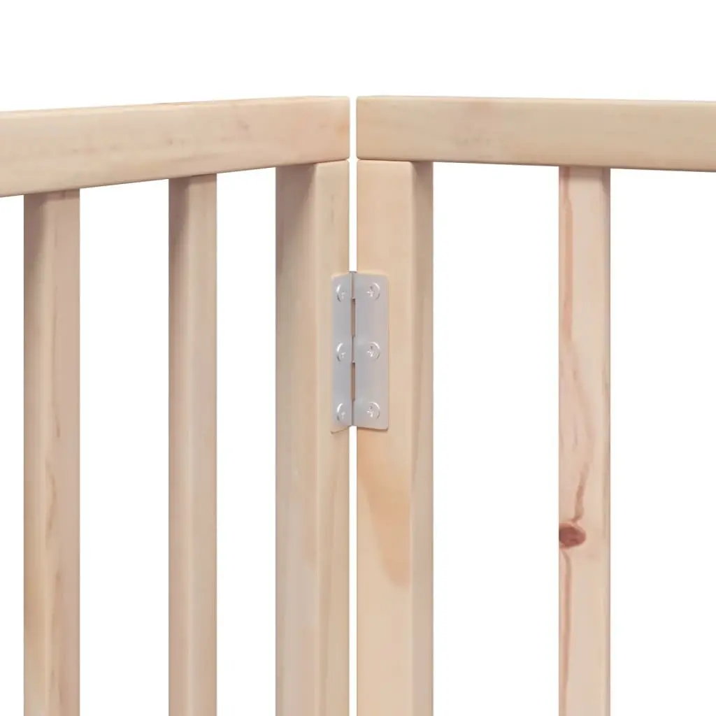Dog Gate Poplar Wood 4 Panels 320cm Brown Foldable Pet Safety Barrier with Door Lock