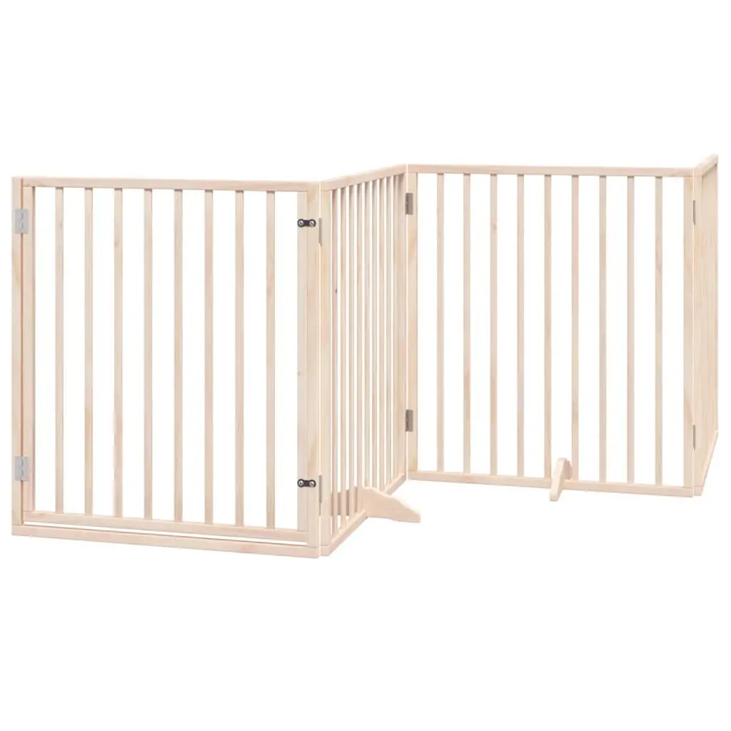 4-Panel Foldable Dog Gate in Brown