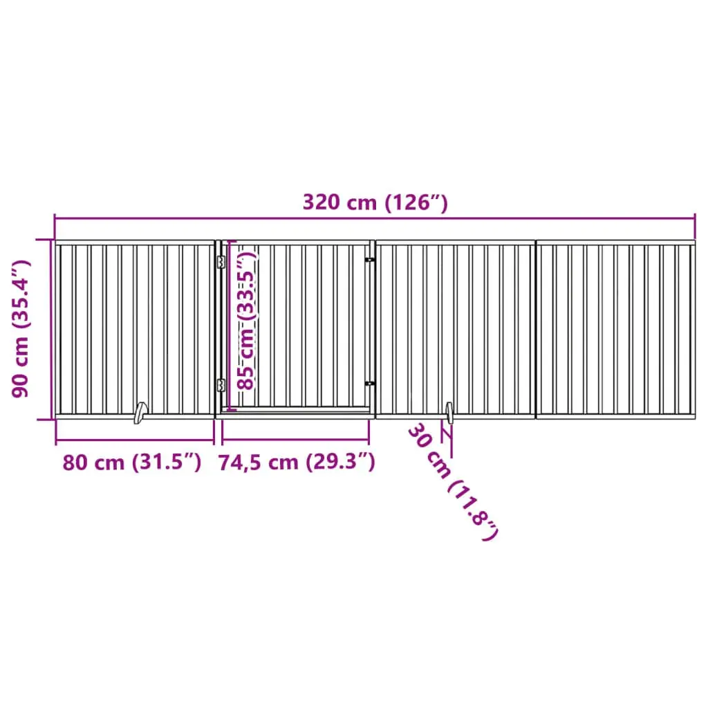 4-Panel Foldable Dog Gate in Brown