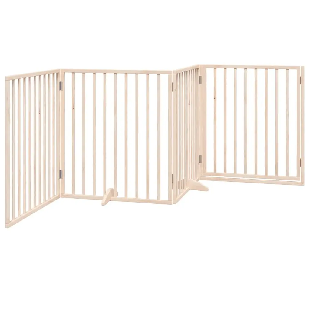 4-Panel Foldable Dog Gate in Brown