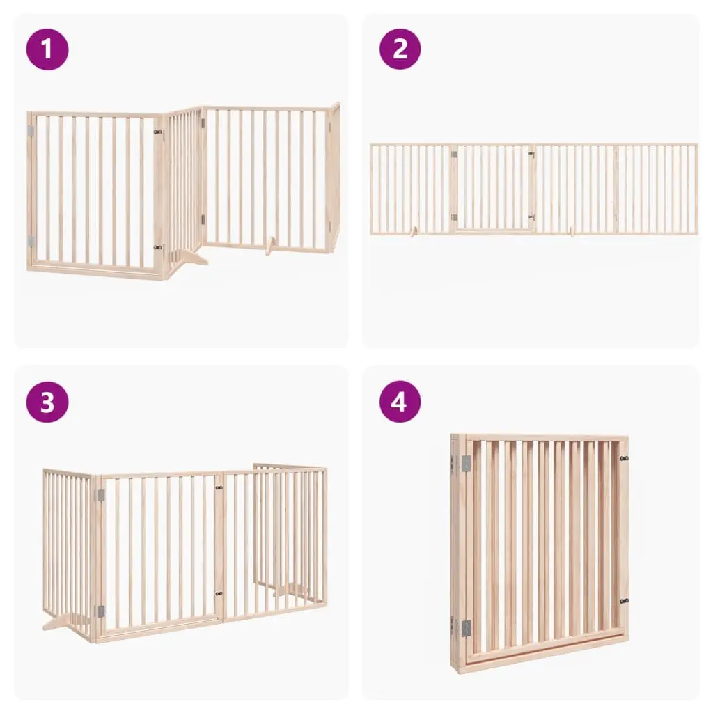 4-Panel Foldable Dog Gate in Brown