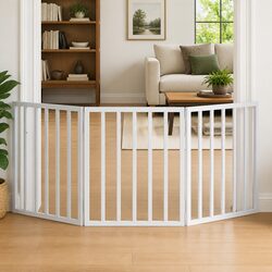 Sturdy 3-Panel Dog Gate in White, 150cm Poplar Wood