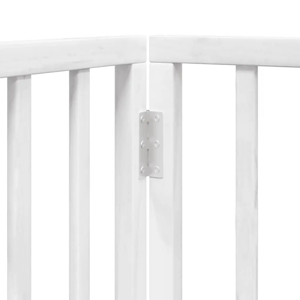 Dog Gate Poplar Wood 150cm White 3 Panels Foldable Pet Safety Barrier