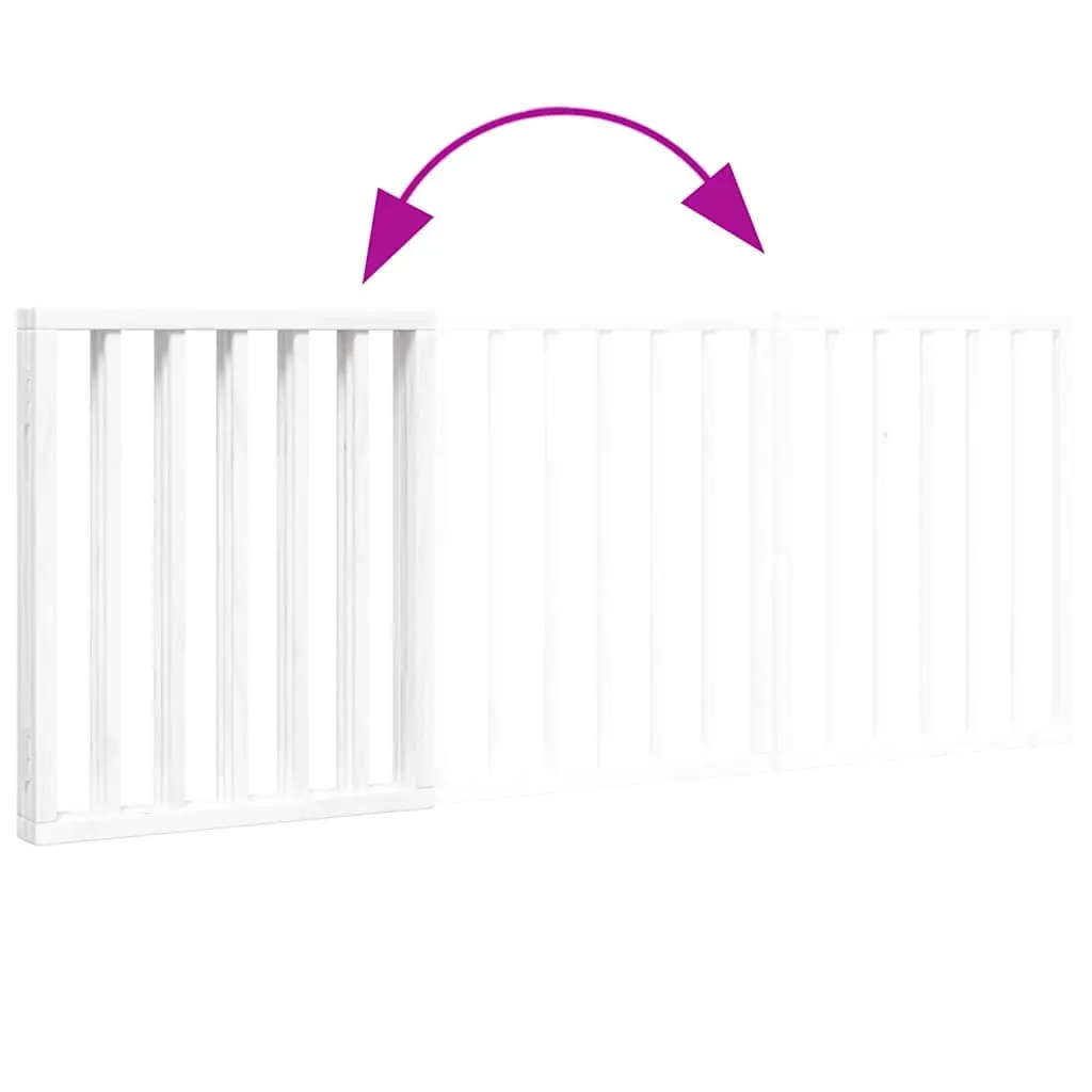 Dog Gate Poplar Wood 150cm White 3 Panels Foldable Pet Safety Barrier
