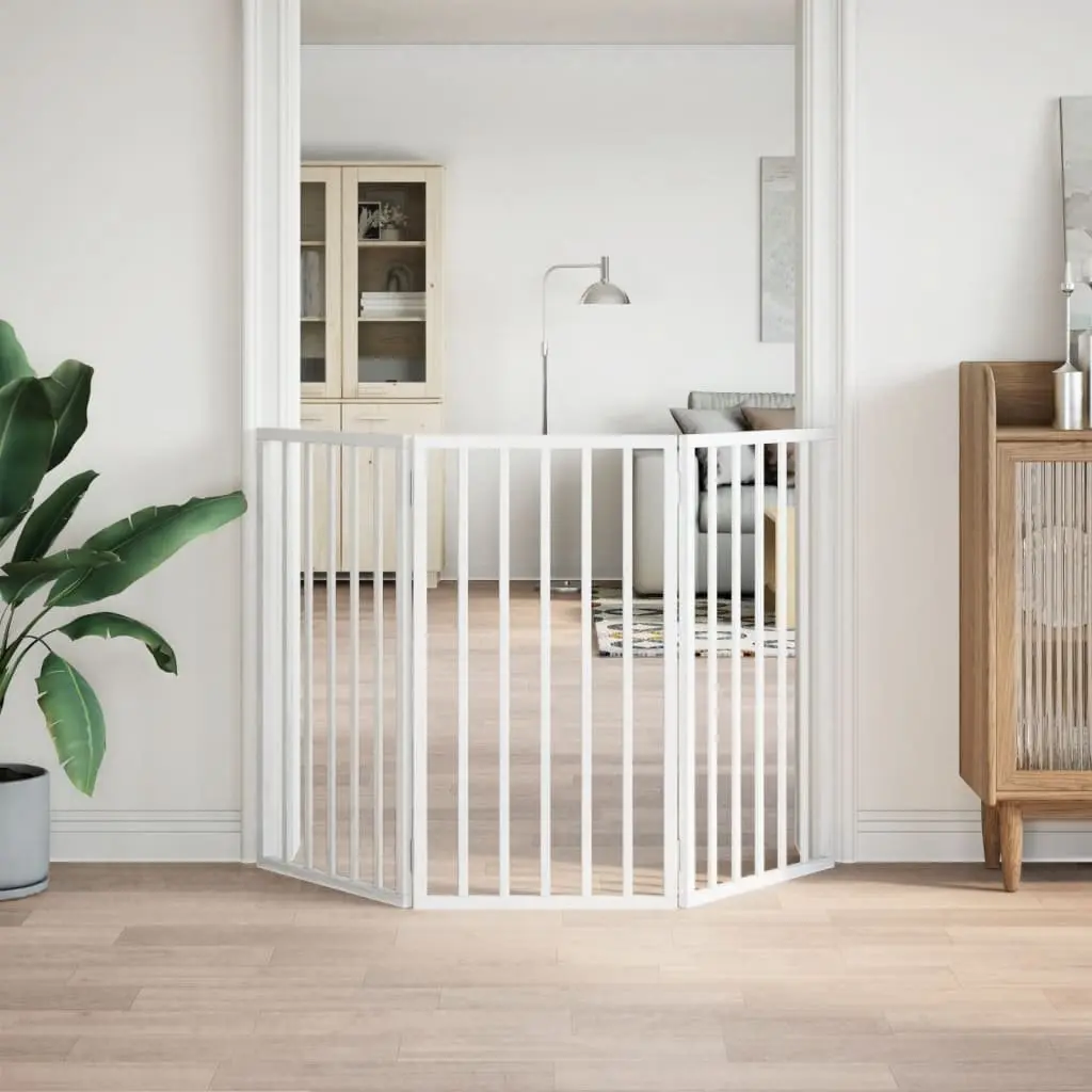 Foldable 3-Panel Dog Gate in White for Pet Safety
