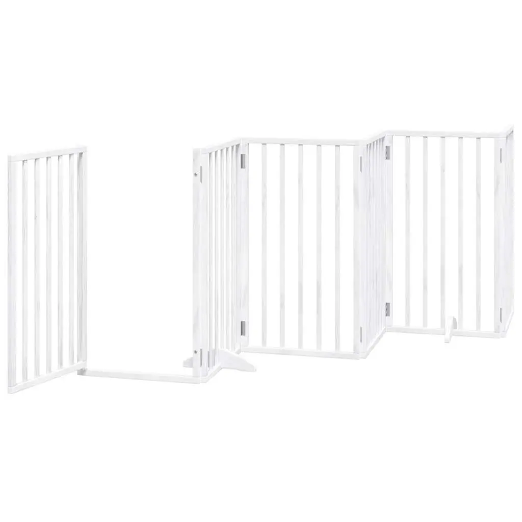 Foldable 6-Panel Dog Gate in White Poplar Wood