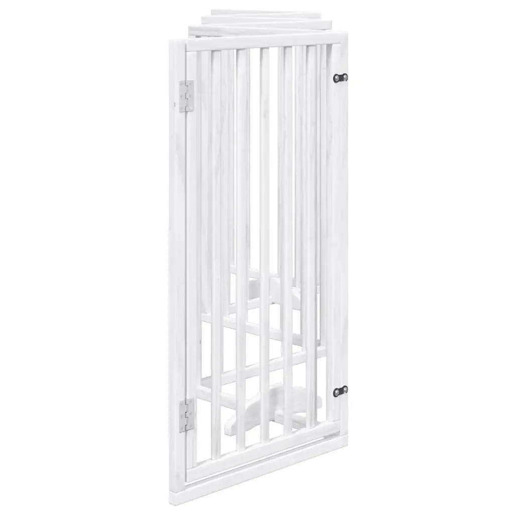Foldable 6-Panel Dog Gate in White Poplar Wood