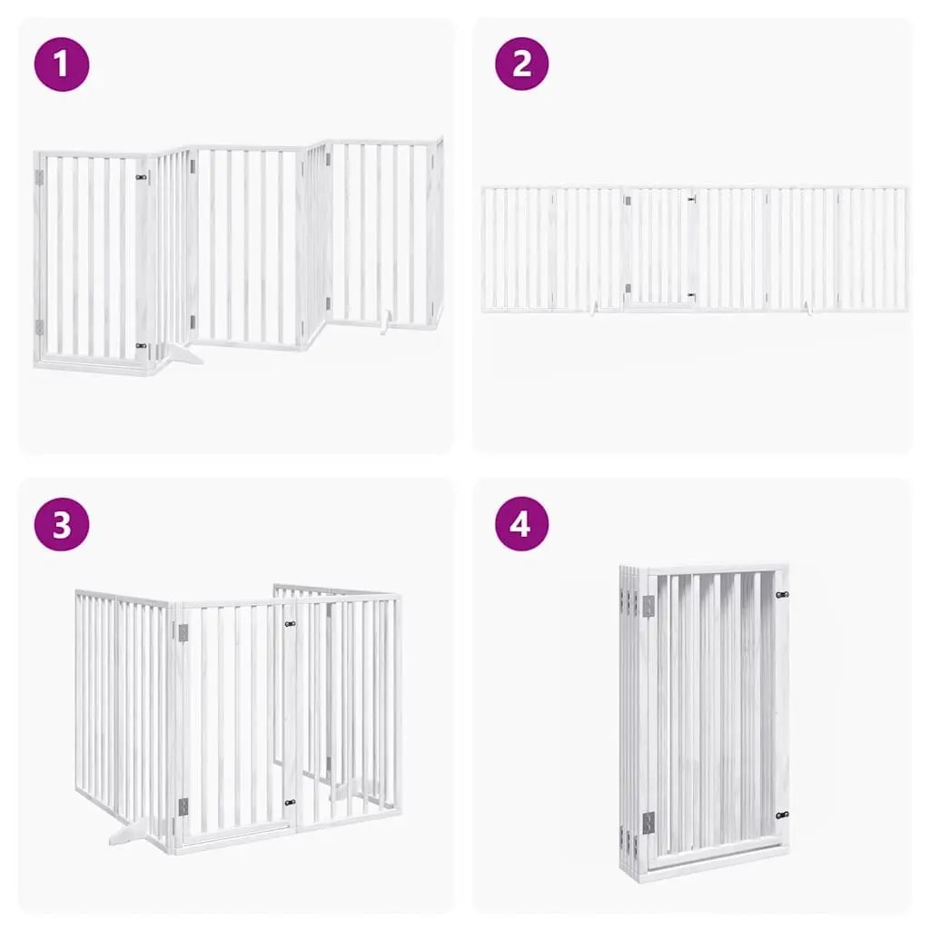 Foldable 6-Panel Dog Gate in White Poplar Wood