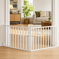 Durable Foldable Dog Gate 2 Panels White 160cm Poplar Wood
