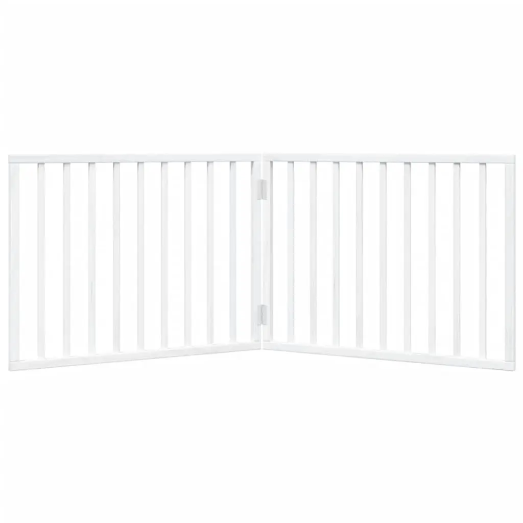 Dog Gate Poplar Wood 160cm White Foldable 2 Panels Pet Safety Barrier