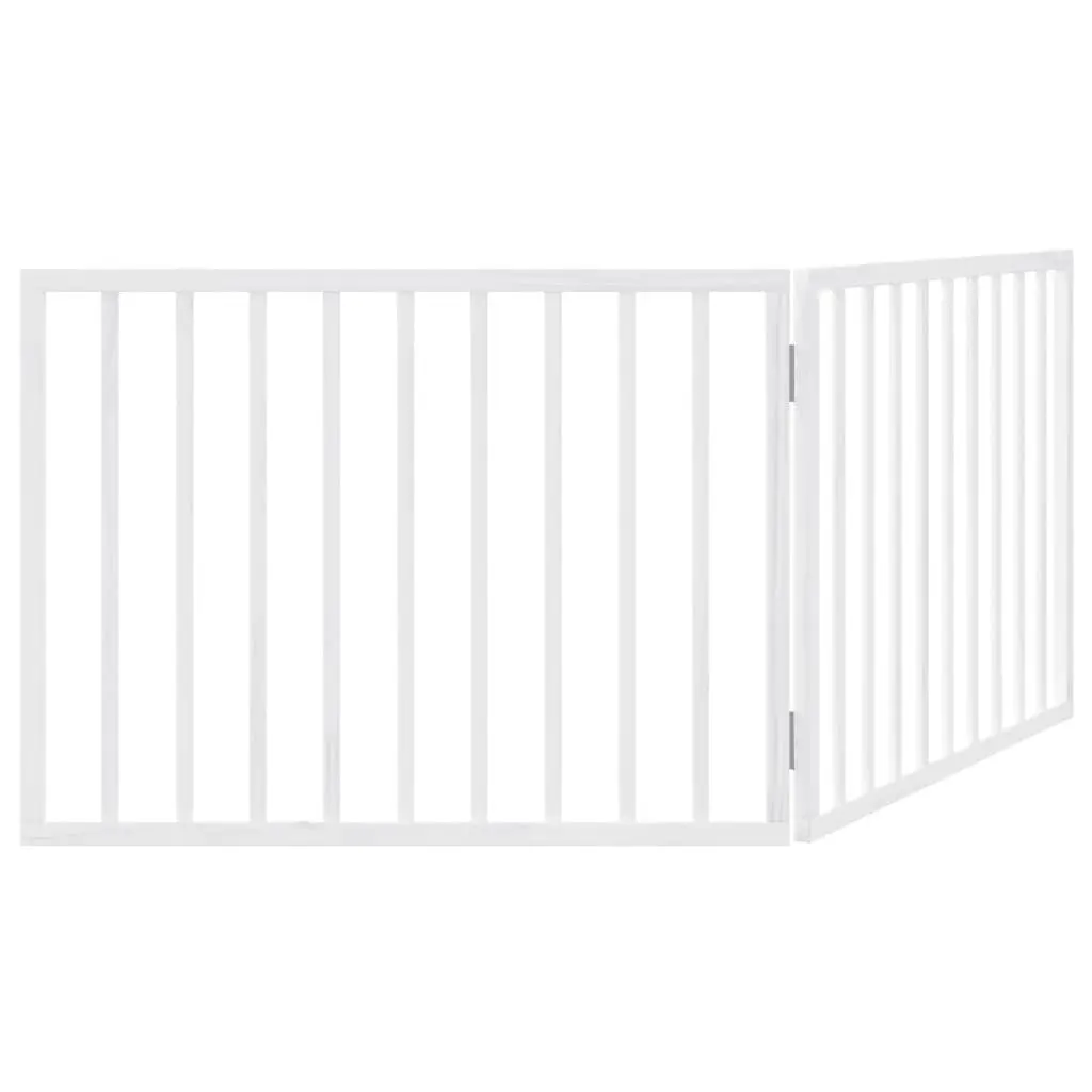 Dog Gate Poplar Wood 160cm White Foldable 2 Panels Pet Safety Barrier
