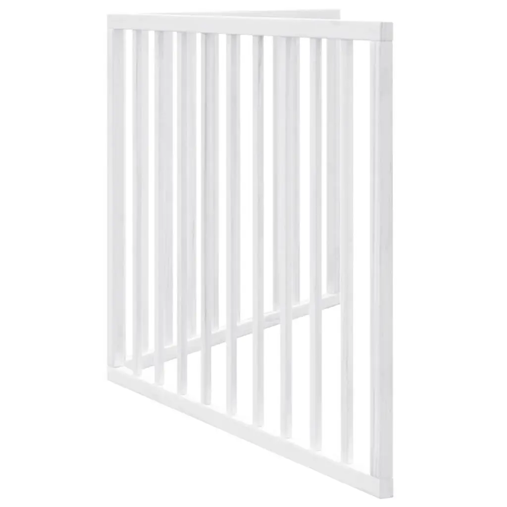 Dog Gate Poplar Wood 160cm White Foldable 2 Panels Pet Safety Barrier