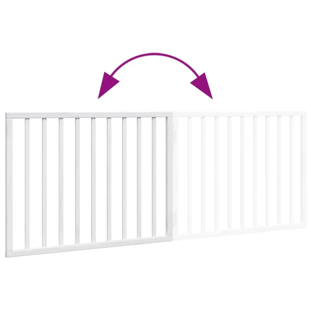 Dog Gate Poplar Wood 160cm White Foldable 2 Panels Pet Safety Barrier
