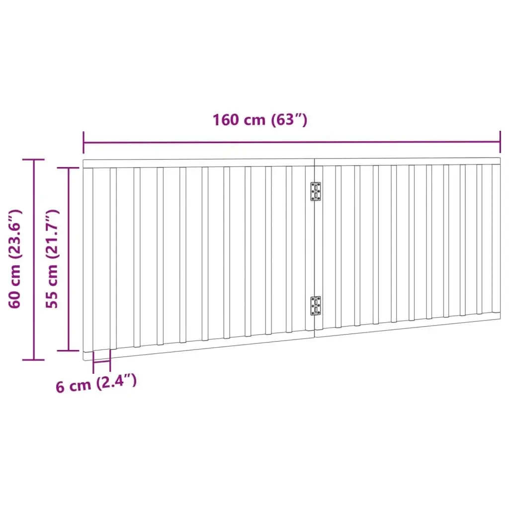 Dog Gate Poplar Wood 160cm White Foldable 2 Panels Pet Safety Barrier