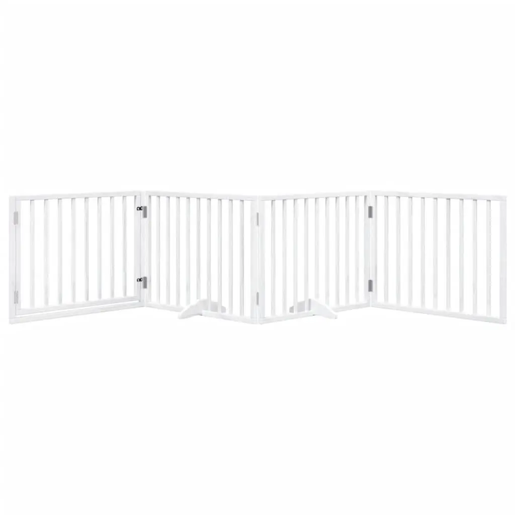 Foldable 4-Panel Dog Gate in White Poplar Wood