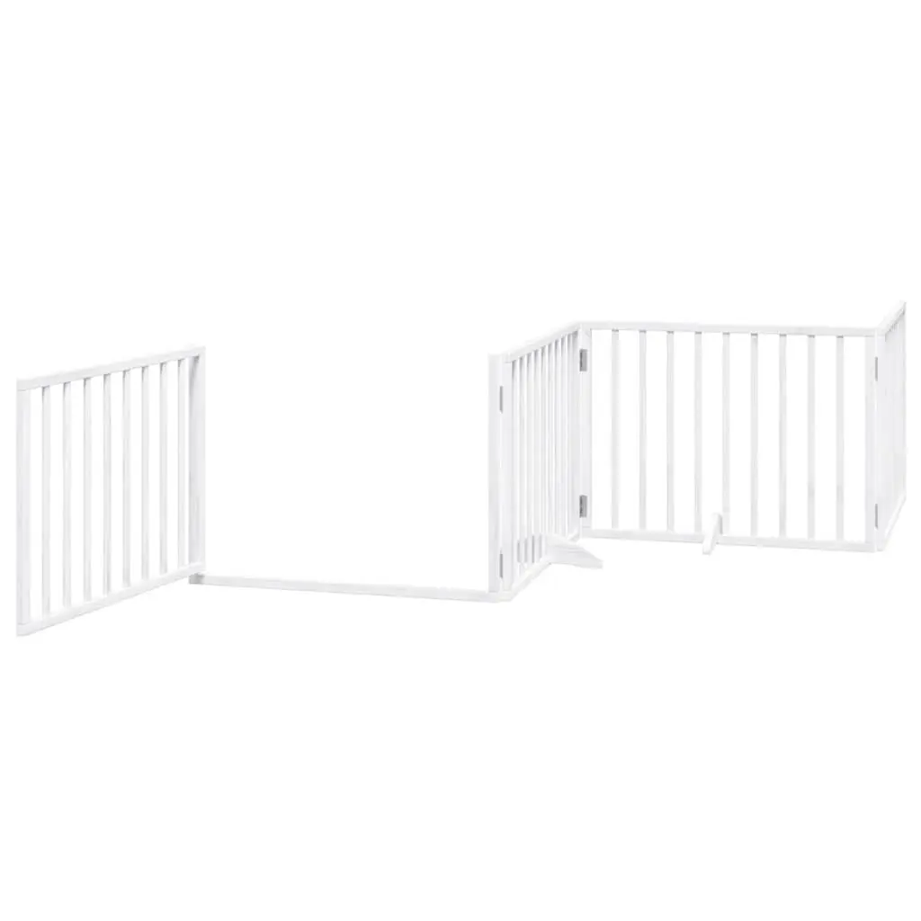Foldable 4-Panel Dog Gate in White Poplar Wood