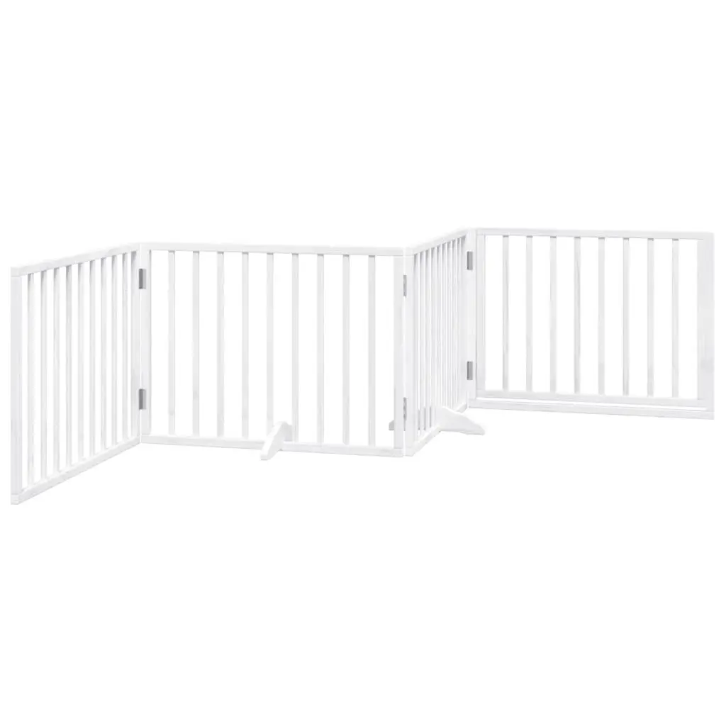 Foldable 4-Panel Dog Gate in White Poplar Wood