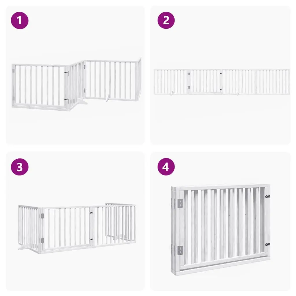 Foldable 4-Panel Dog Gate in White Poplar Wood