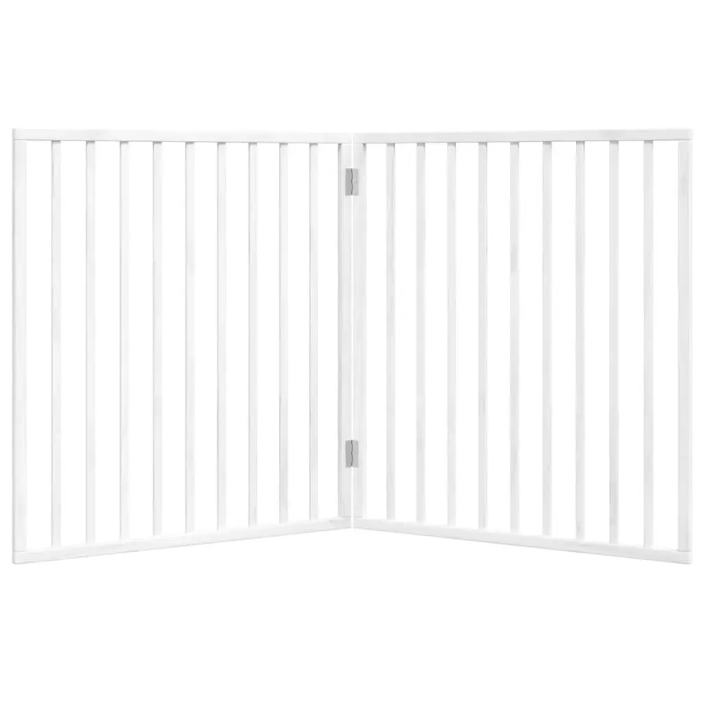 Dog Gate Poplar Wood 160cm White Foldable 2 Panels Pet Safety Barrier
