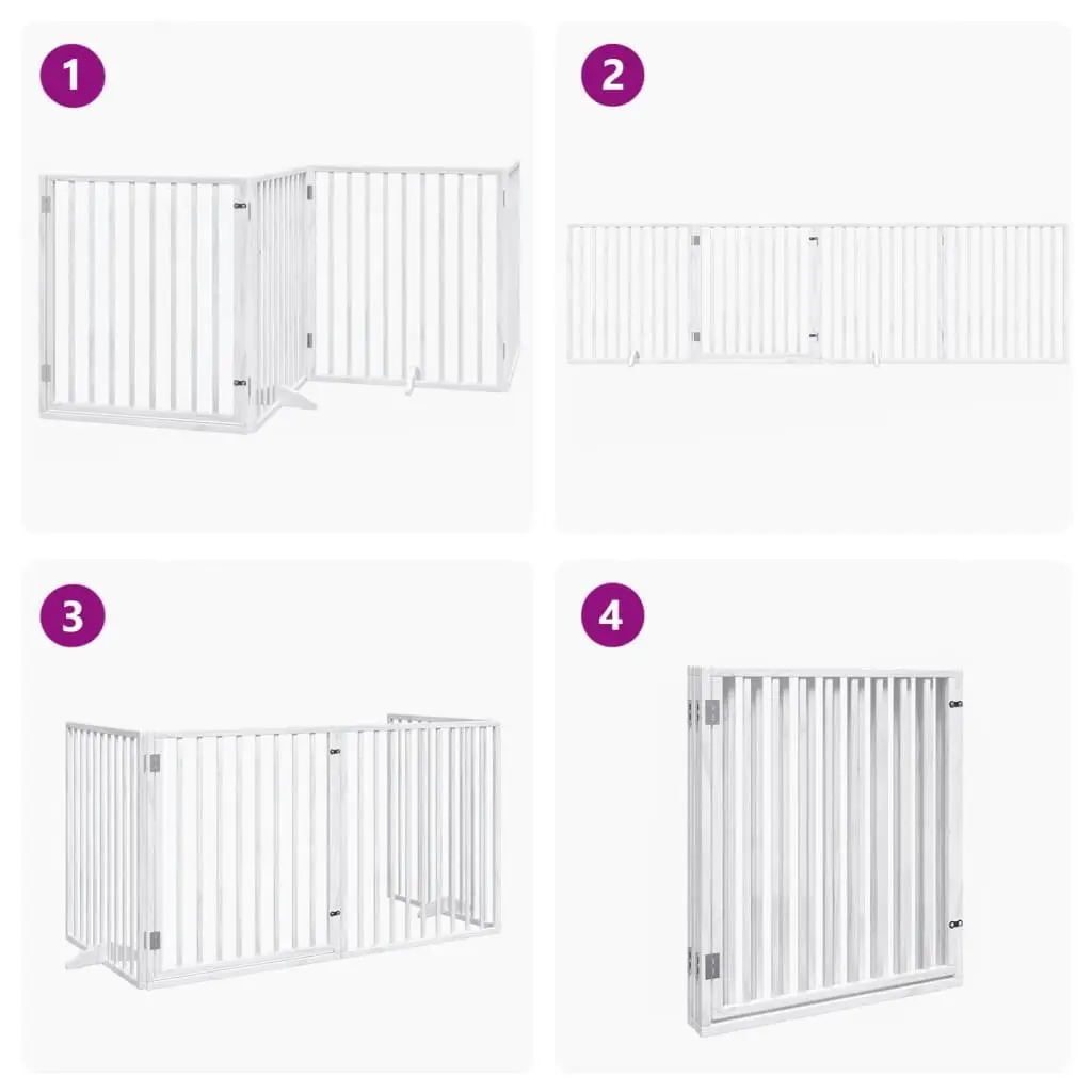 Foldable Dog Gate with 4 Panels in White