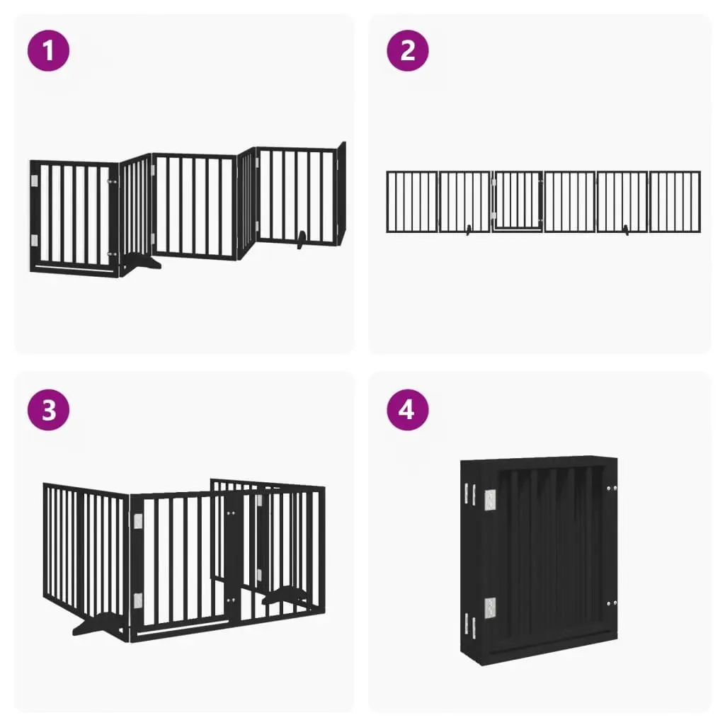 6-Panel Foldable Dog Gate in Black