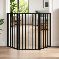 Premium Foldable Dog Gate - 3 Panels, Black 150 cm