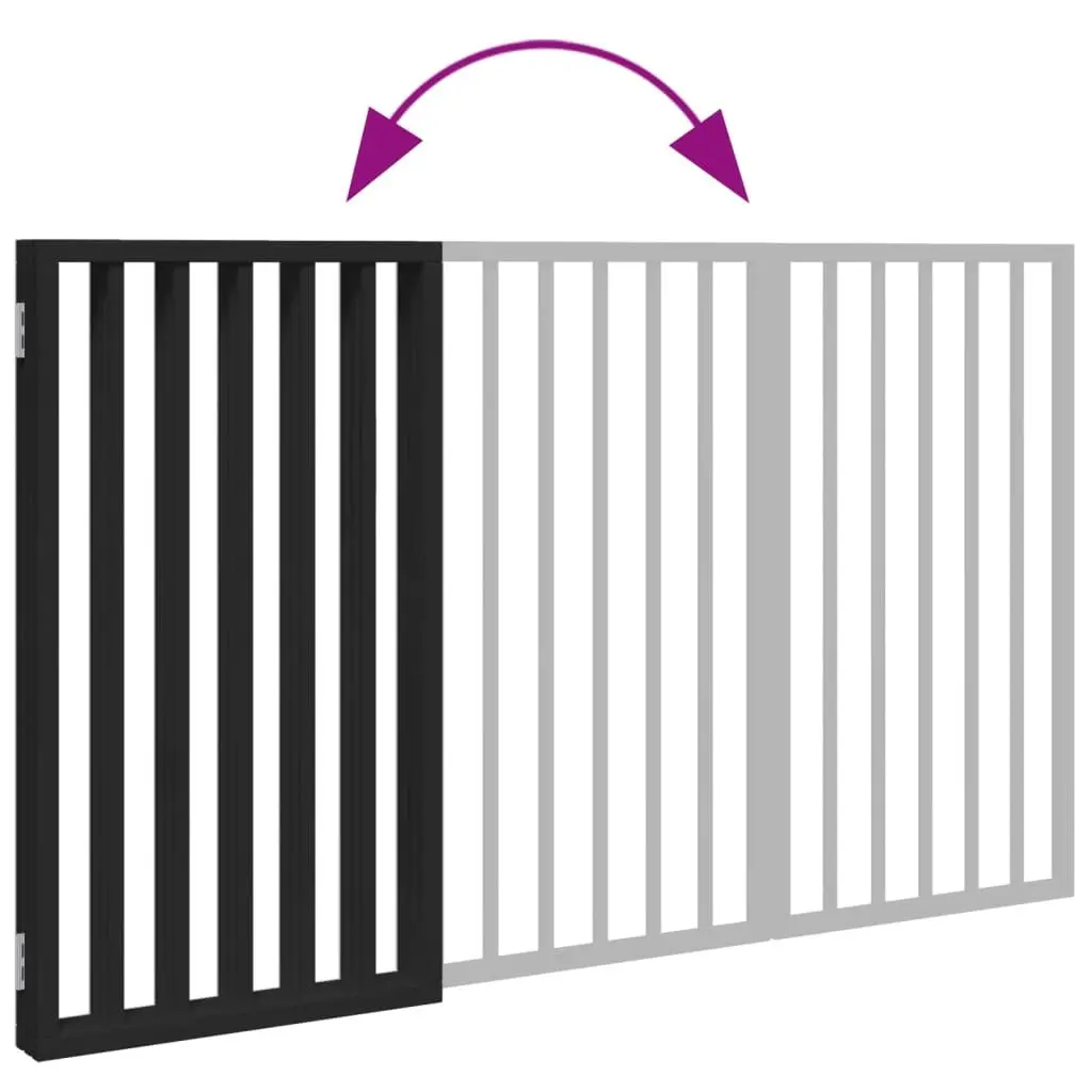 Dog Gate Foldable 3 Panels Black 150 cm Pet Safety Barrier Poplar Wood