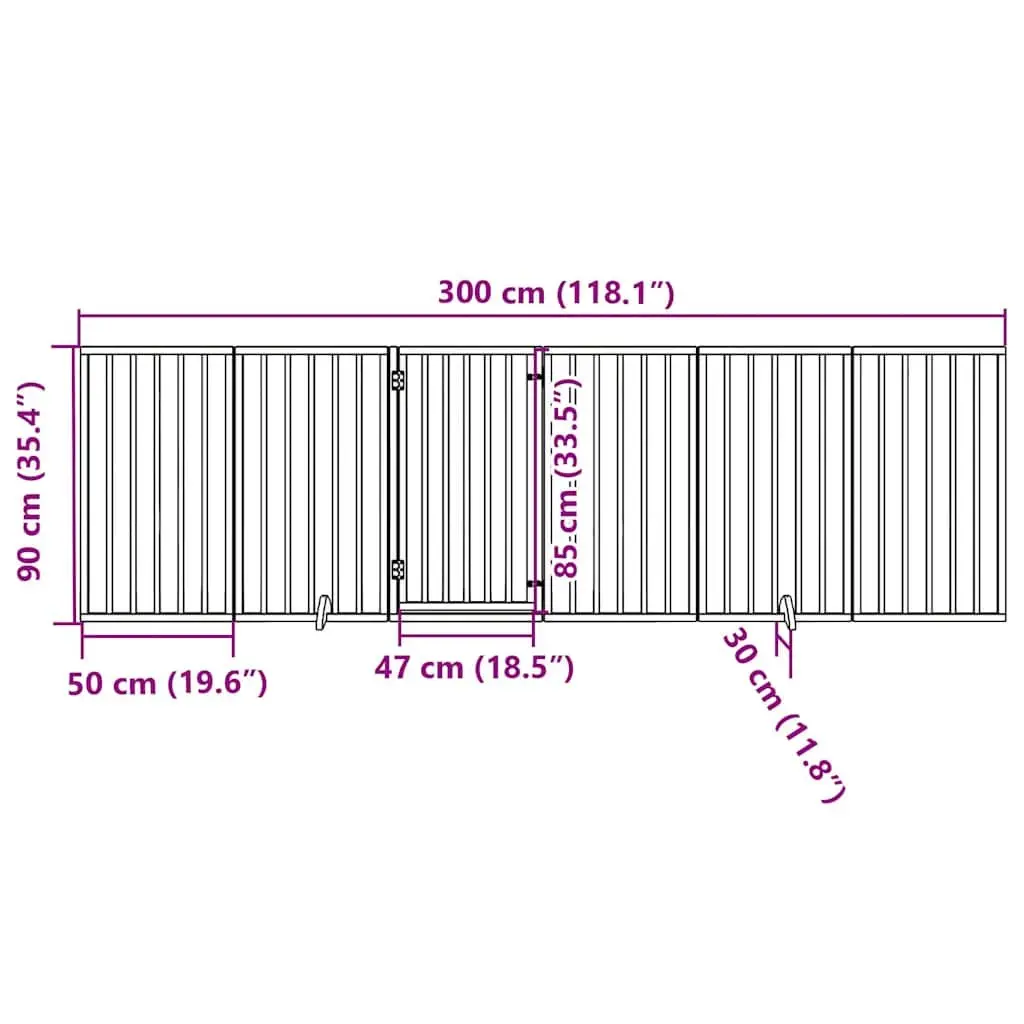 Black Poplar Wood Foldable Dog Gate with 6 Panels