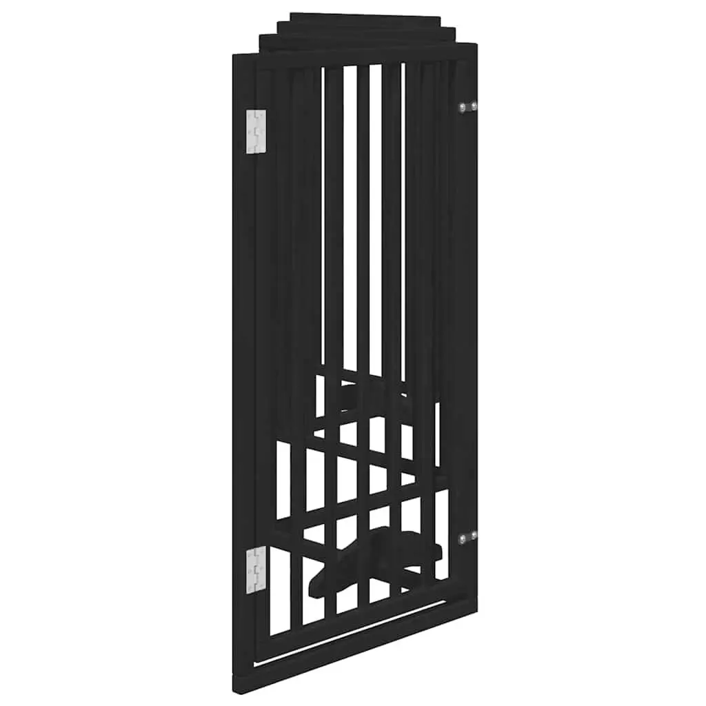 Black Poplar Wood Foldable Dog Gate with 6 Panels