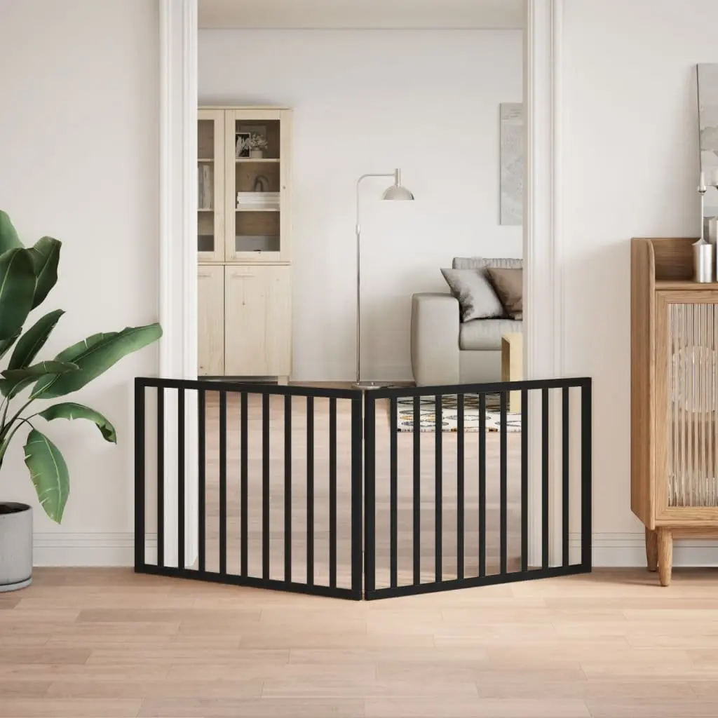 Foldable Dog Gate 2 Panels Black 160cm