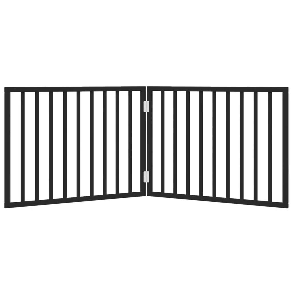 Foldable Dog Gate 2 Panels Black 160cm