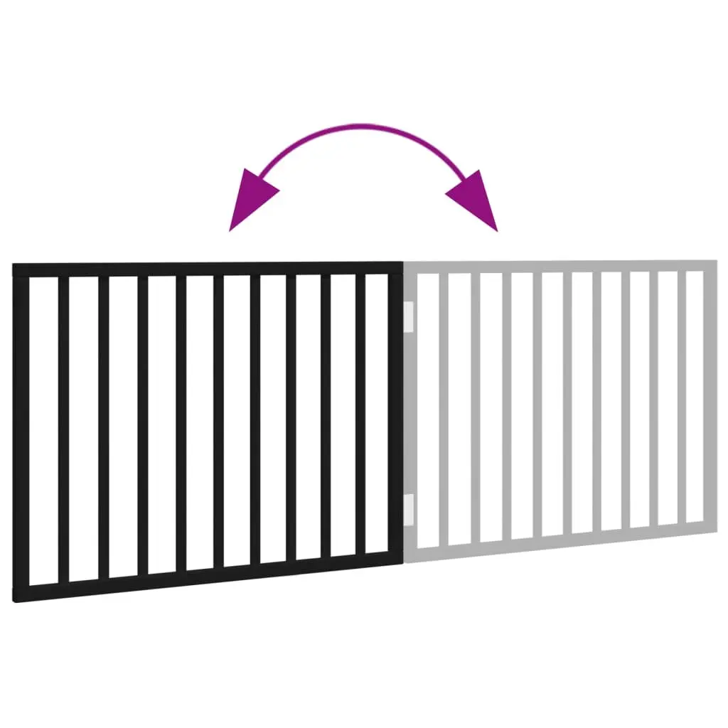 Foldable Dog Gate 2 Panels Black 160cm