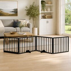 High-Quality Foldable 4-Panel Dog Gate with Door