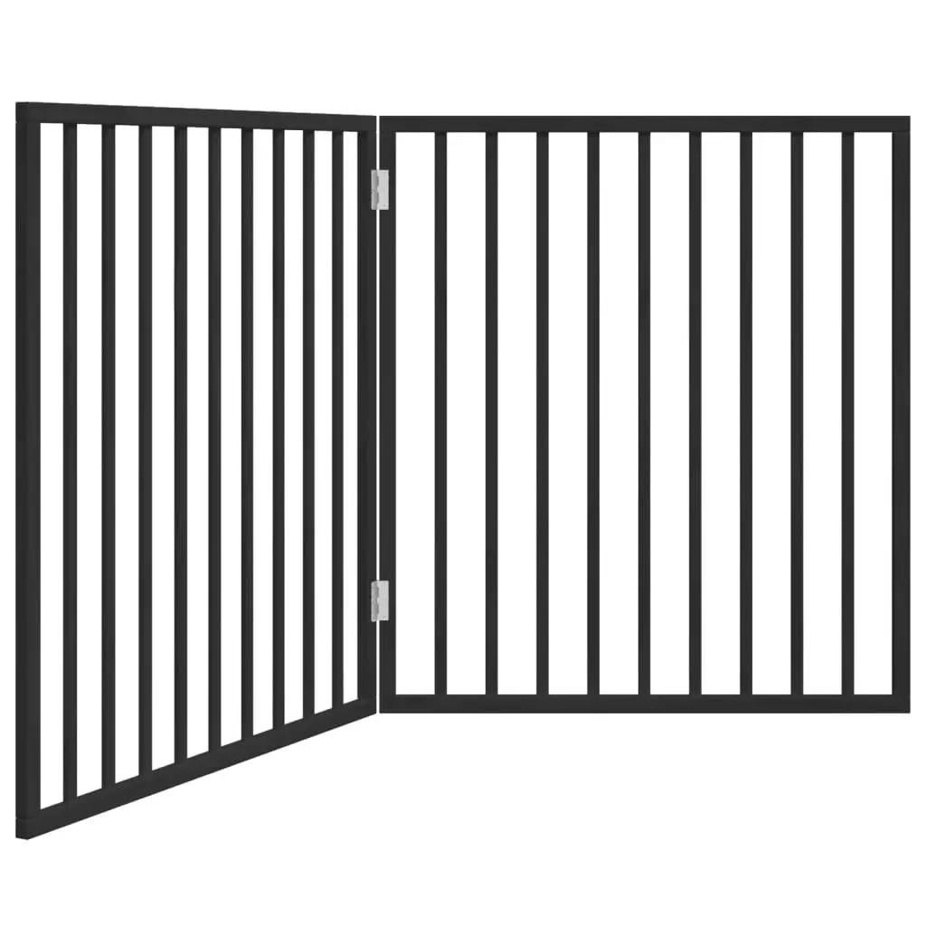 Foldable Dog Gate 2 Panels Black 160cm Poplar Wood