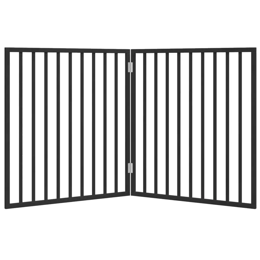 Foldable Dog Gate 2 Panels Black 160cm Poplar Wood