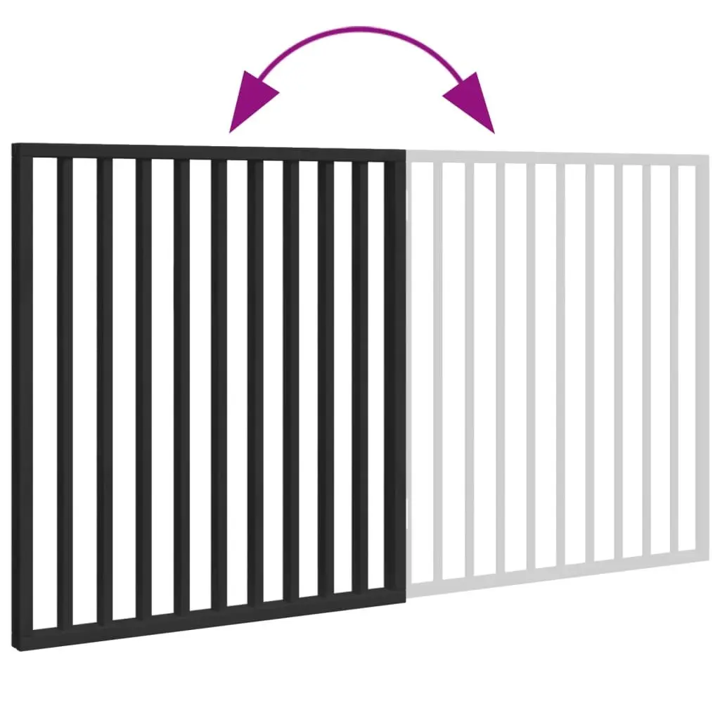 Foldable Dog Gate 2 Panels Black 160cm Poplar Wood