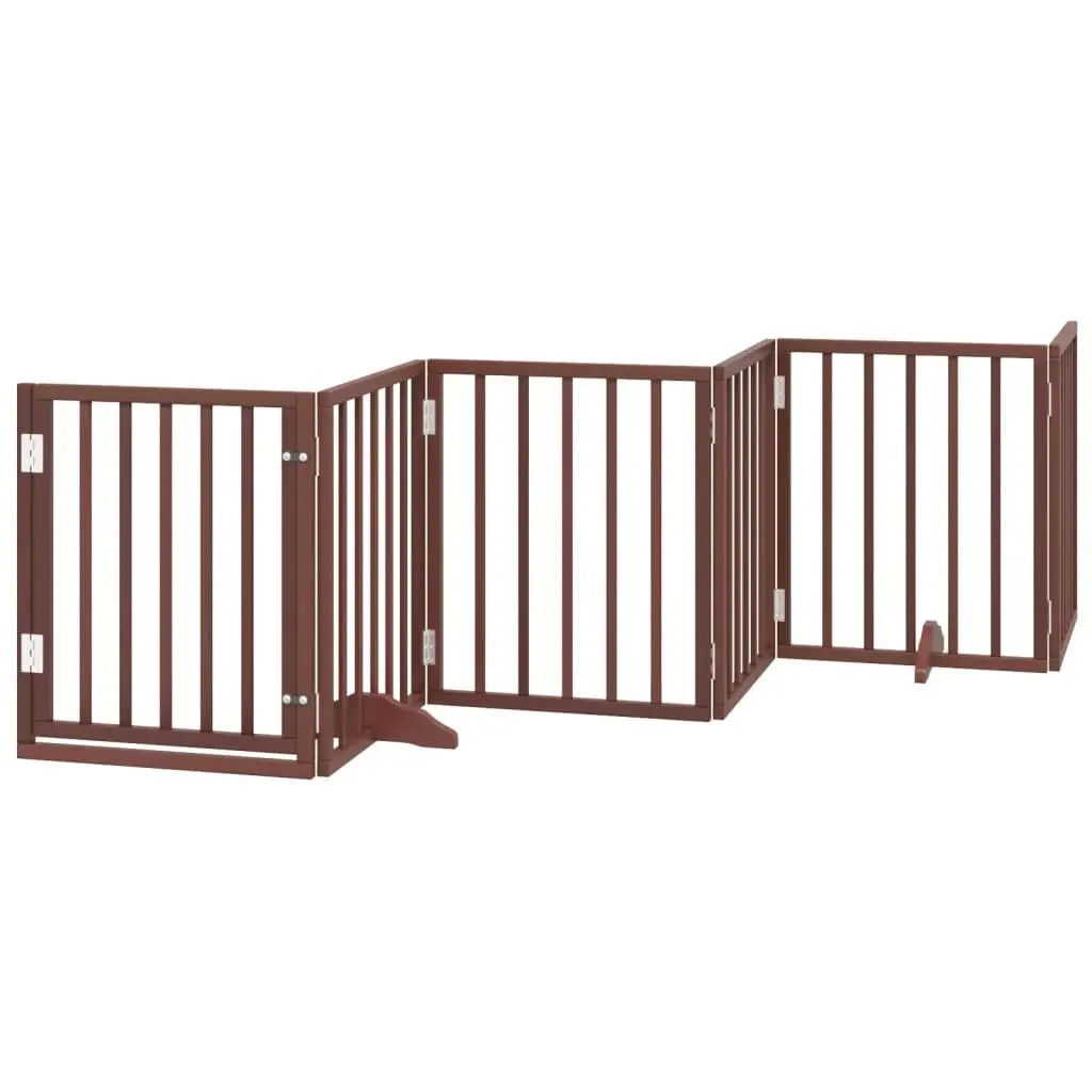 Brown 6-Panel Foldable Dog Gate 300cm