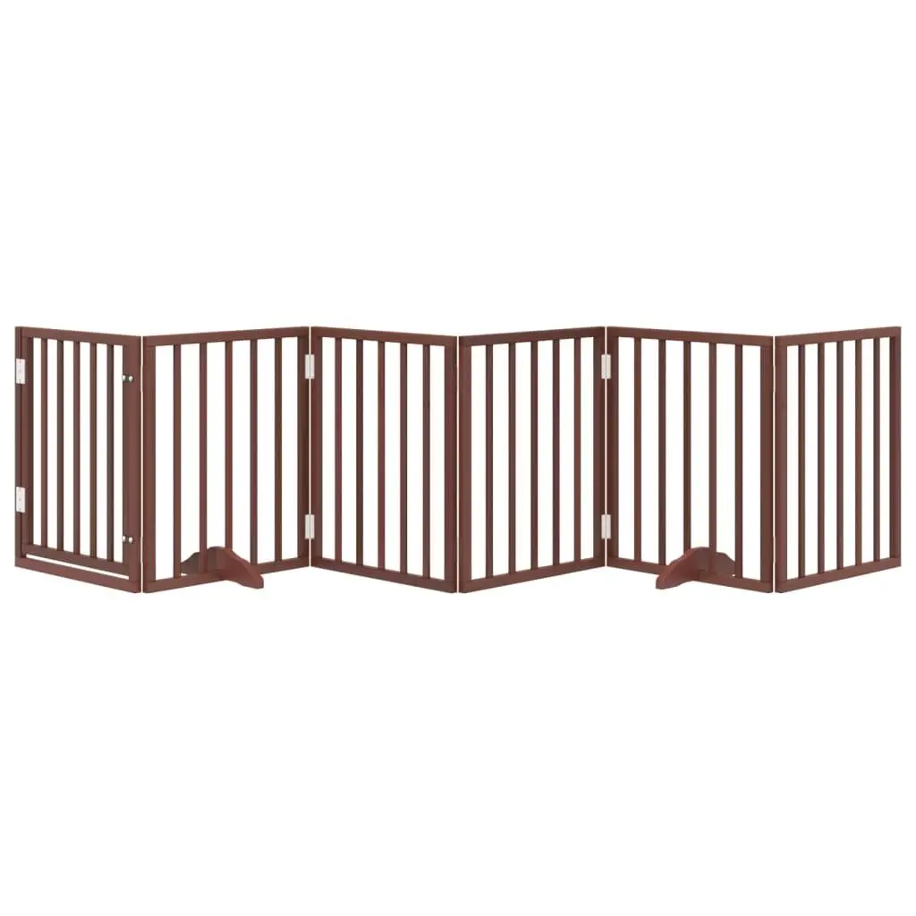 Brown 6-Panel Foldable Dog Gate 300cm