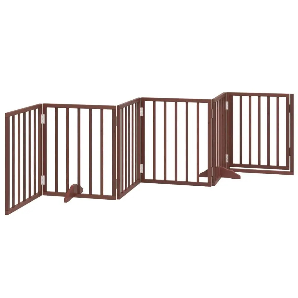 Brown 6-Panel Foldable Dog Gate 300cm