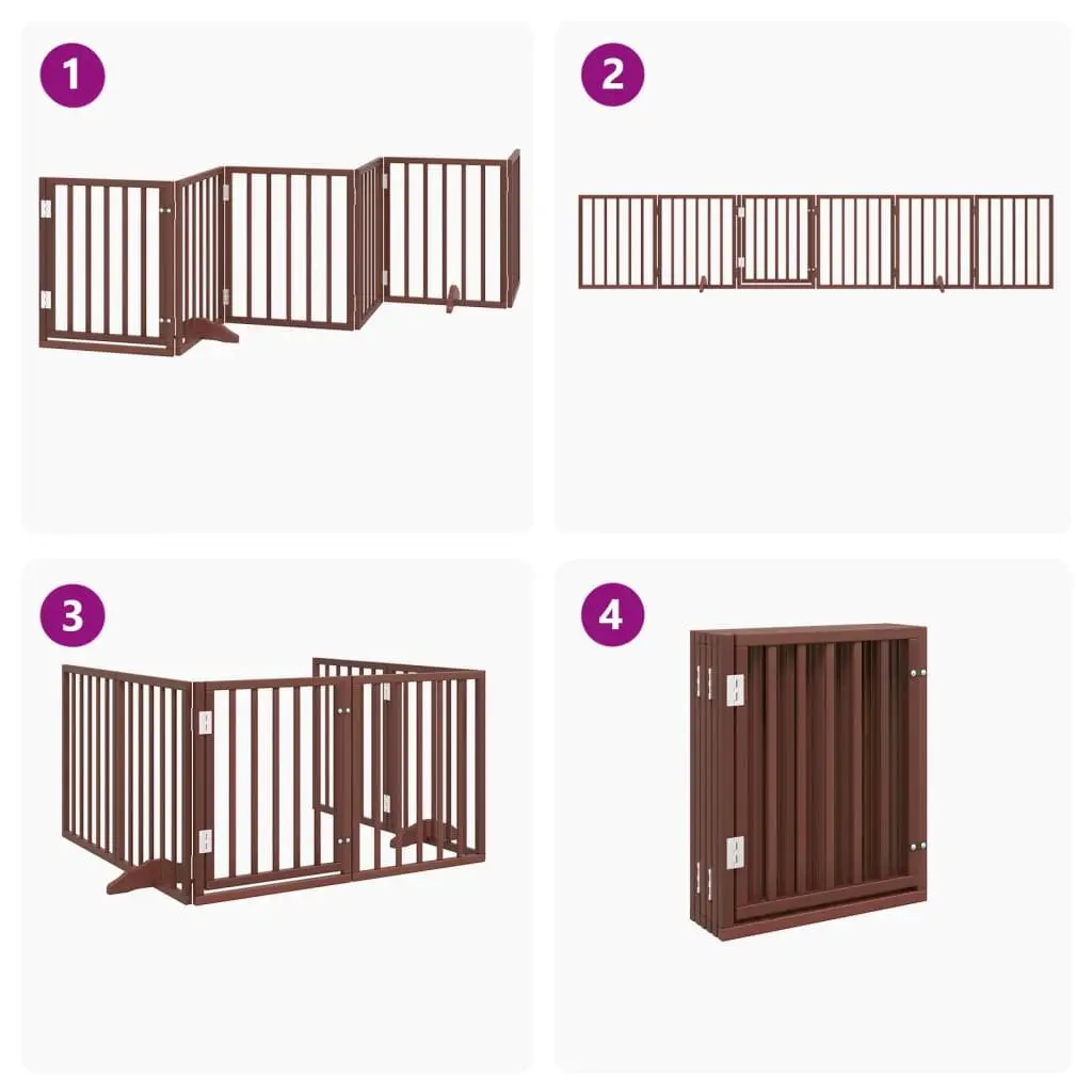 Brown 6-Panel Foldable Dog Gate 300cm