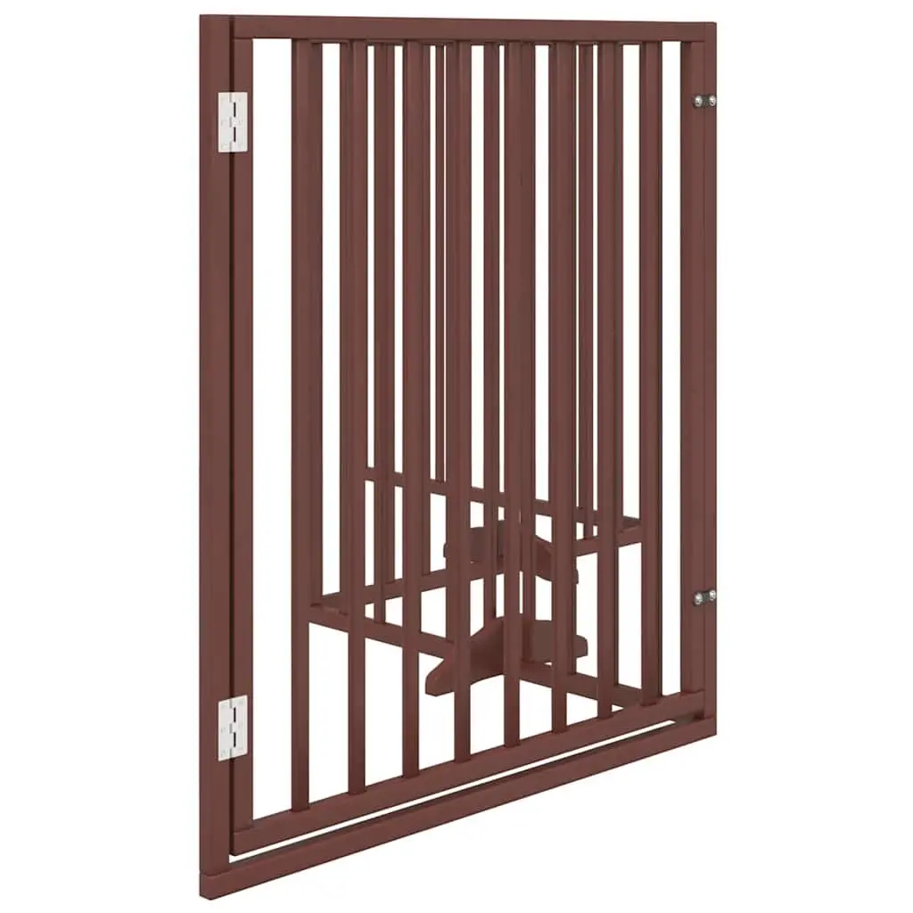 Foldable Dog Gate with Door 4 Panels Brown 320cm