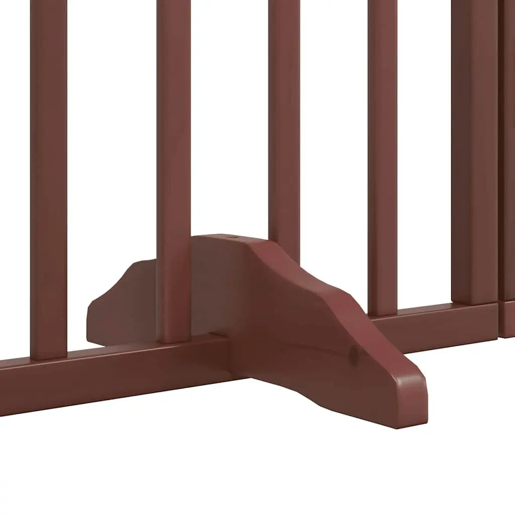 Foldable Dog Gate with Door 4 Panels Brown 320cm